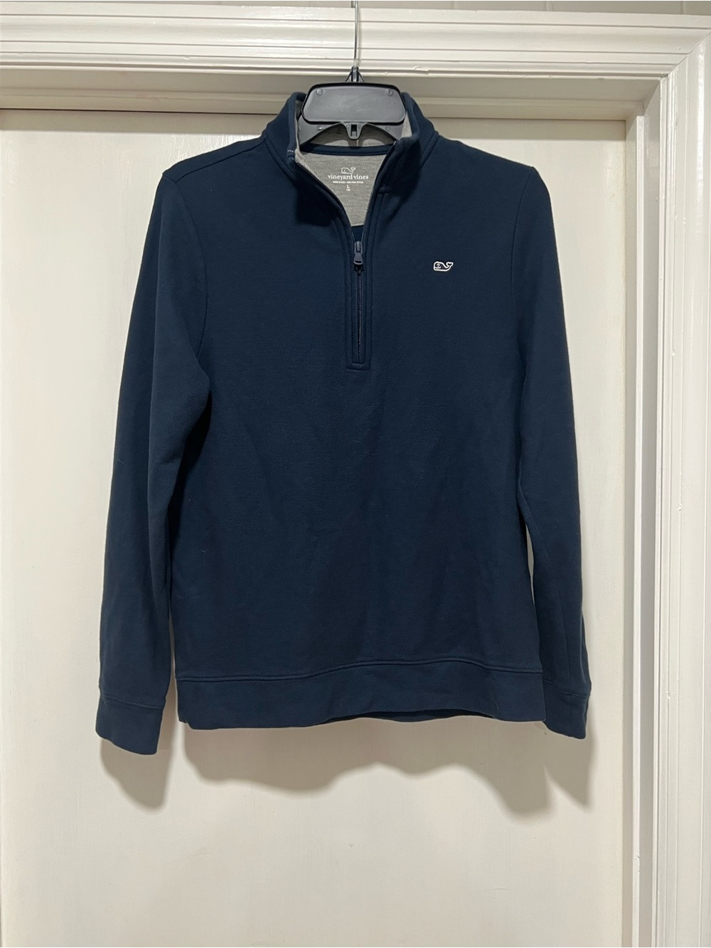 Vineyard Vines Boy’s Navy Half-Zip Sweater with Whale Logo